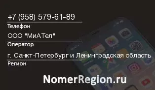 Кто звонил с 9585796189 - регион и оператор